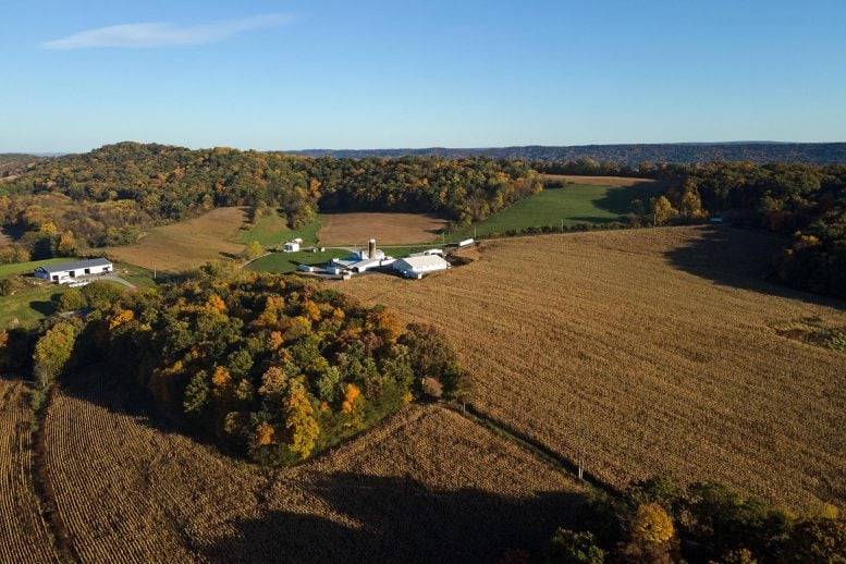 Aerial Landscape Corn Field Farmland Appalachian Mountains Rural Central Pennsylvania