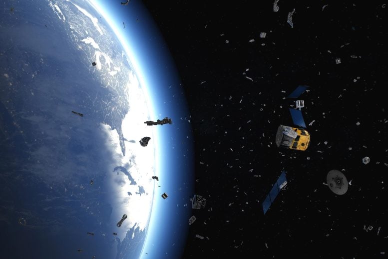 Space Debris From Defective Satellite